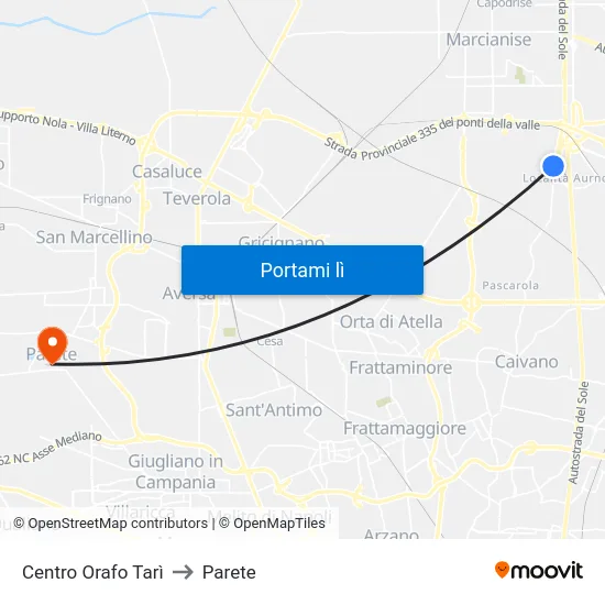 Centro Orafo Tarì to Parete map