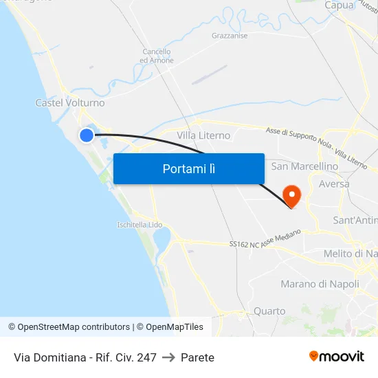 Via Domitiana - Rif. Civ. 247 to Parete map
