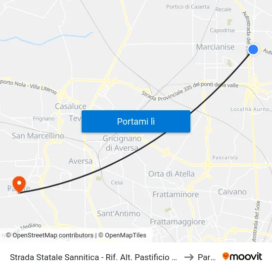 Strada Statale Sannitica - Rif. Alt. Pastificio Monsurrò to Parete map