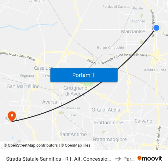 Strada Statale Sannitica - Rif. Alt. Concessionaria Mitsubisci to Parete map