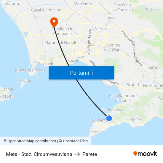 Meta - Staz. Circumvesuviana to Parete map