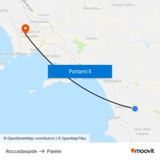 Roccadaspide to Parete map