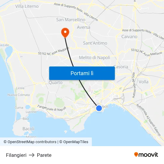 Filangieri to Parete map