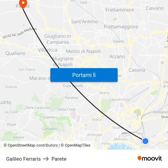 Galileo Ferraris to Parete map