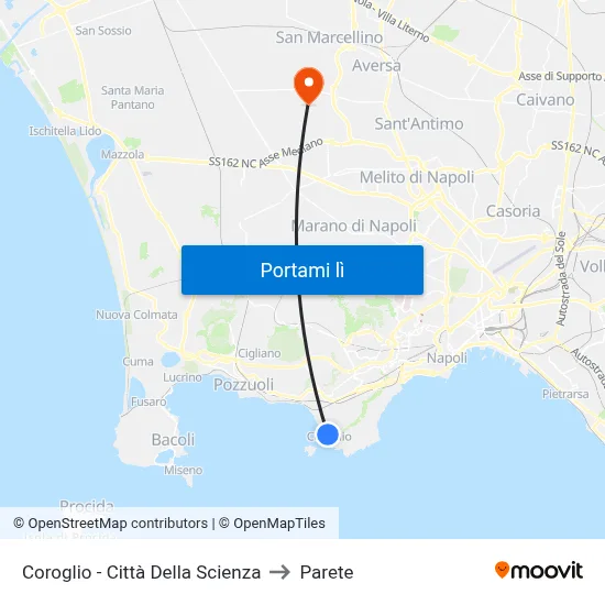 Coroglio - Città Della Scienza to Parete map