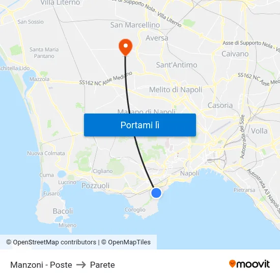 Manzoni - Poste to Parete map