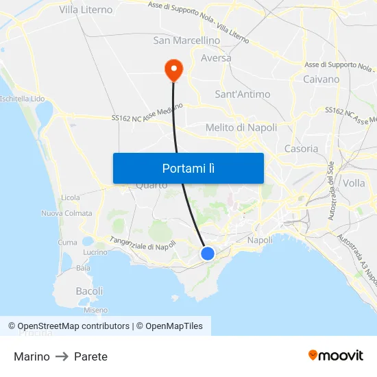 Marino to Parete map