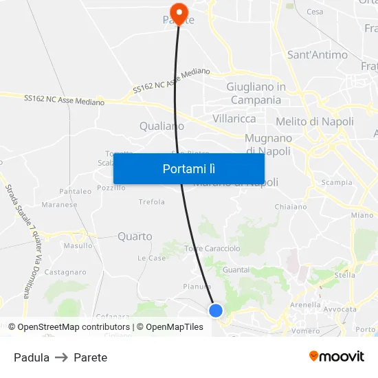 Padula to Parete map
