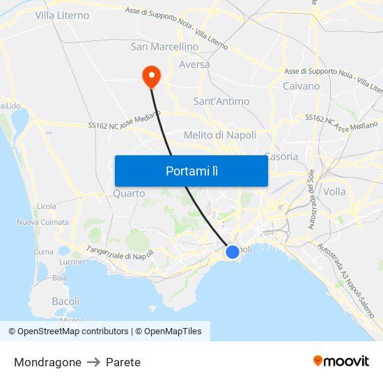 Mondragone to Parete map