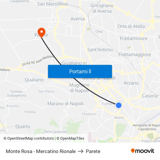 Monte Rosa - Mercatino Rionale to Parete map