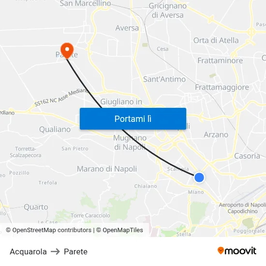 Acquarola to Parete map