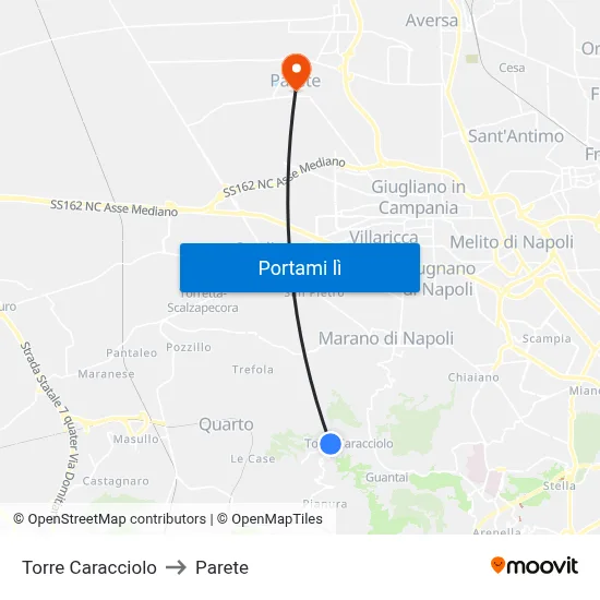 Torre Caracciolo to Parete map