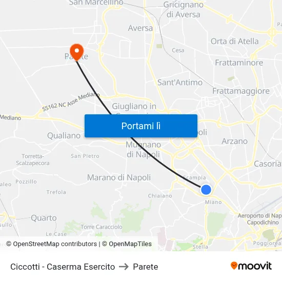 Ciccotti - Caserma Esercito to Parete map