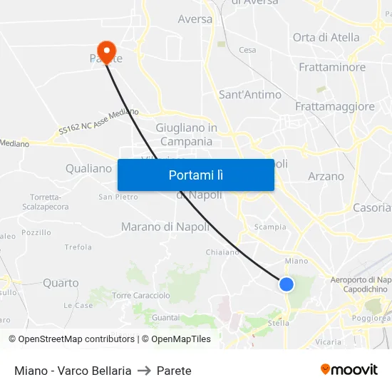 Miano - Varco Bellaria to Parete map