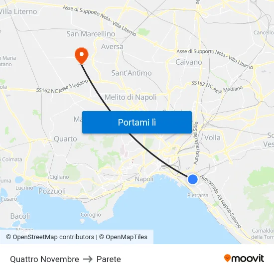 Quattro Novembre to Parete map