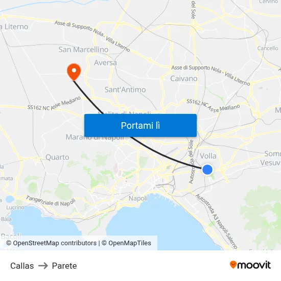 Callas to Parete map