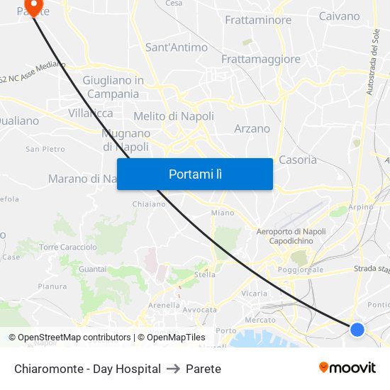 Chiaromonte - Day Hospital to Parete map