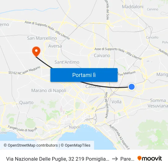 Via Nazionale Delle Puglie, 32 219 Pomigliano to Parete map
