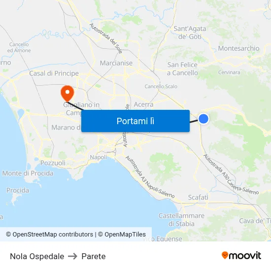 Nola Ospedale to Parete map