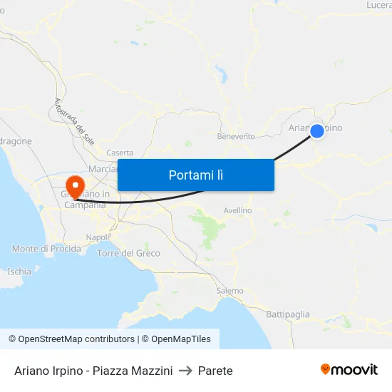 Ariano Irpino - Piazza Mazzini to Parete map