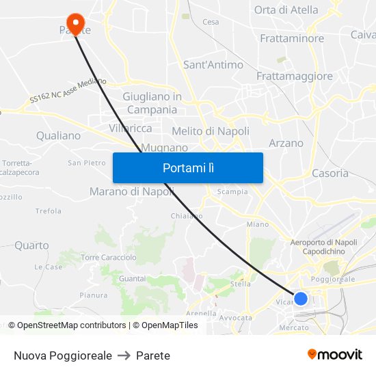 Nuova Poggioreale to Parete map