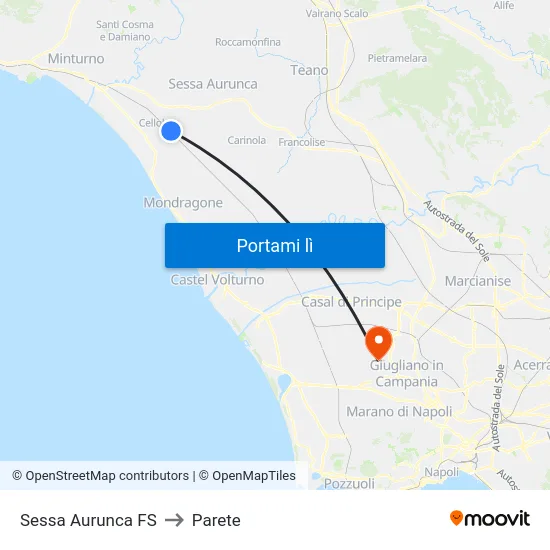 Sessa Aurunca FS to Parete map