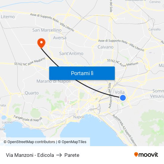 Via Manzoni - Edicola to Parete map