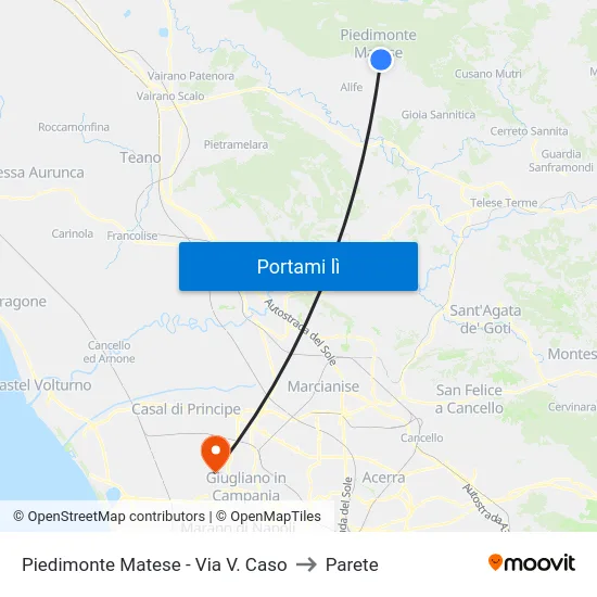 Piedimonte Matese - Via V. Caso to Parete map