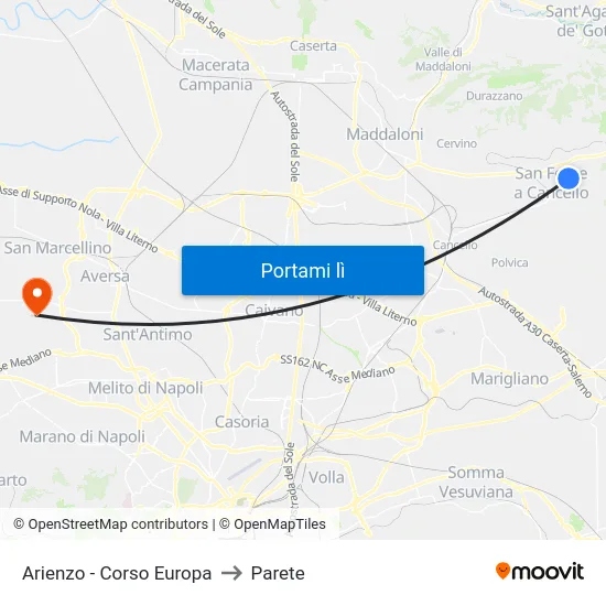 Arienzo - Corso Europa to Parete map