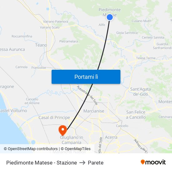 Piedimonte Matese - Stazione to Parete map