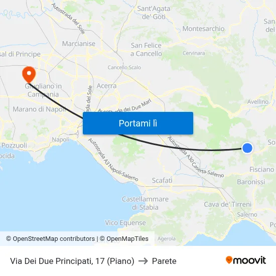 Via Dei Due Principati, 17 (Piano) to Parete map