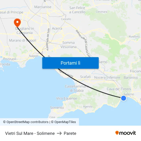 Vietri Sul Mare - Solimene to Parete map