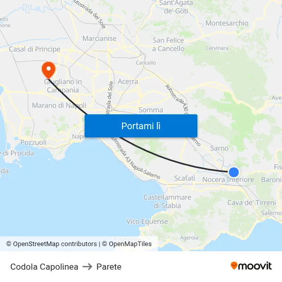 Codola Capolinea to Parete map