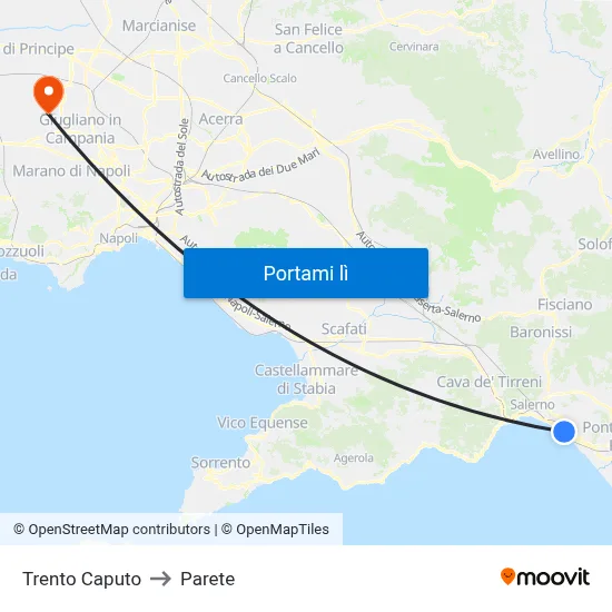 Trento Caputo to Parete map