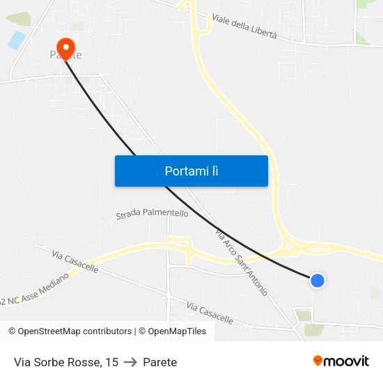 Via Sorbe Rosse, 15 to Parete map