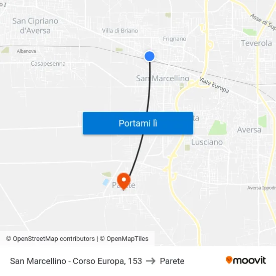 San Marcellino - Corso Europa, 153 to Parete map