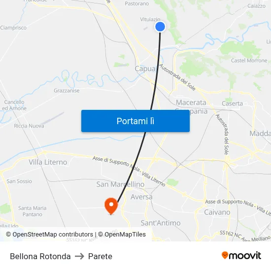 Bellona Rotonda to Parete map