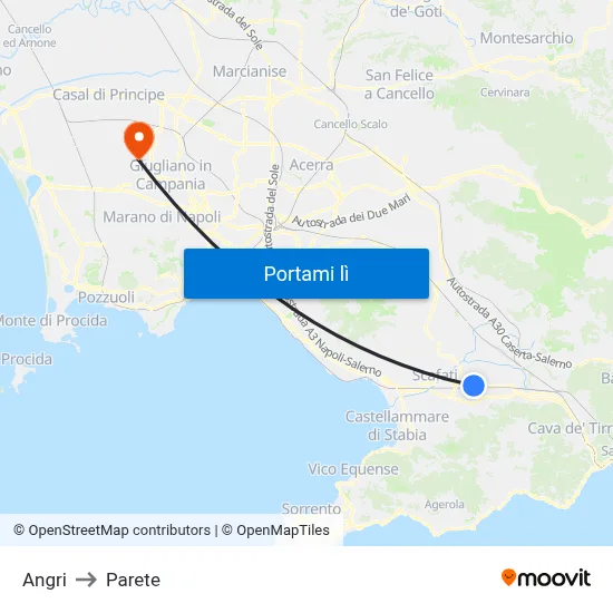 Angri to Parete map
