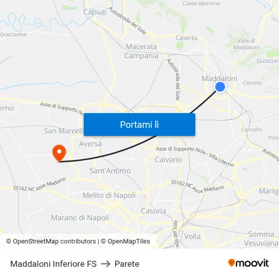 Maddaloni Inferiore FS to Parete map