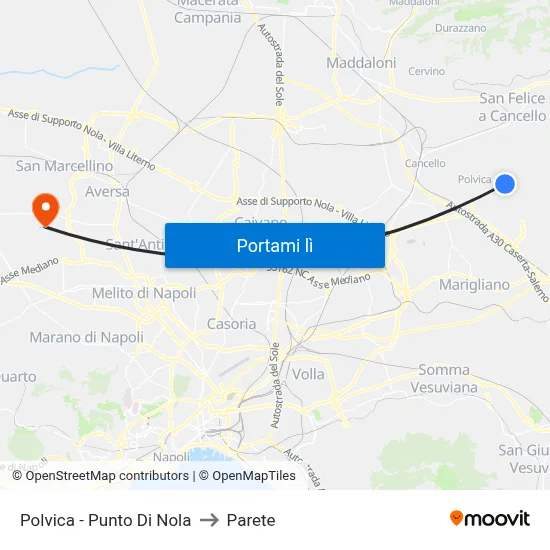 Polvica - Punto Di Nola to Parete map