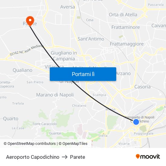 Aeroporto Capodichino to Parete map