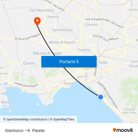 Gianturco to Parete map