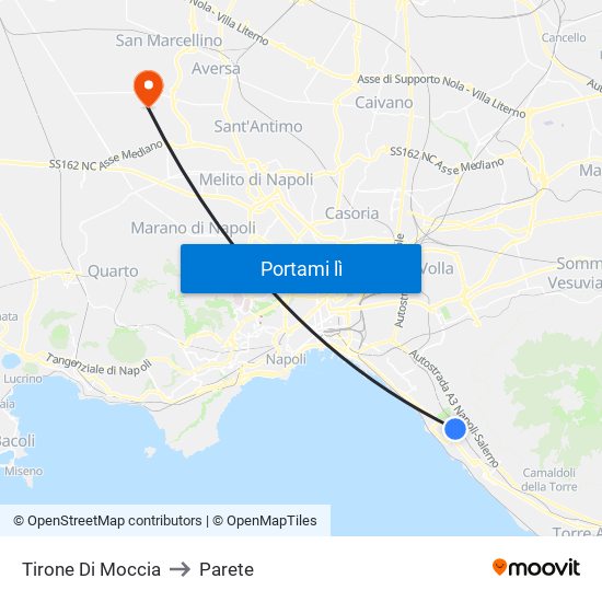 Tirone Di Moccia to Parete map