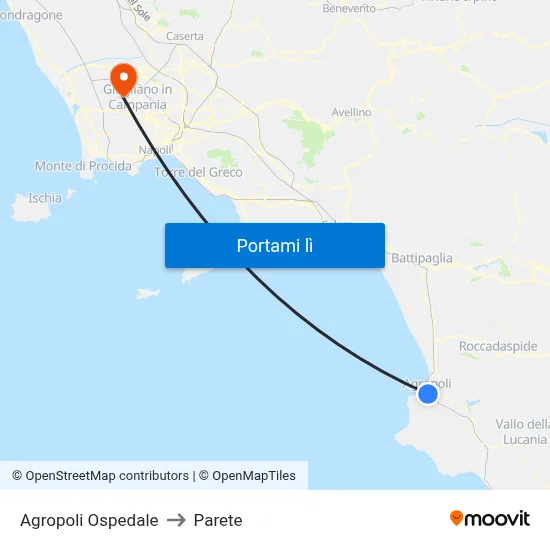 Agropoli Ospedale to Parete map