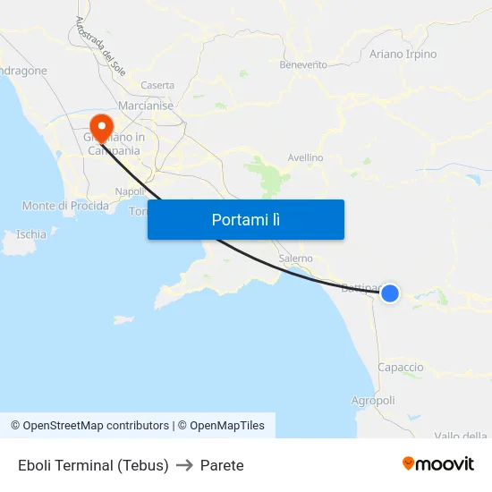 Eboli Terminal (Tebus) to Parete map
