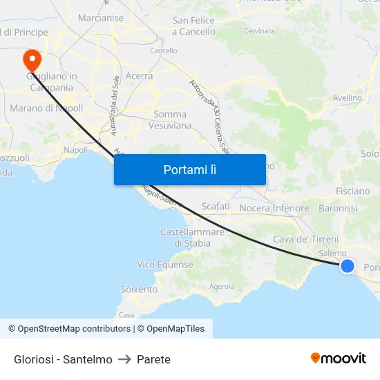 Gloriosi - Santelmo to Parete map