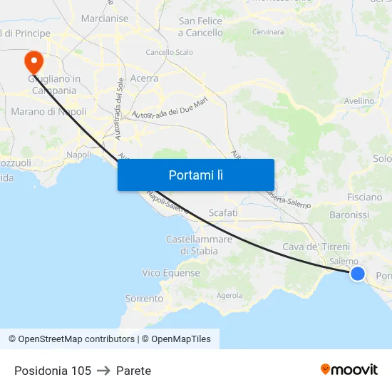 Posidonia 105 to Parete map