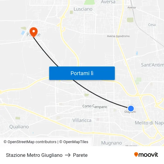 Stazione Metro Giugliano to Parete map