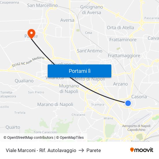 Viale Marconi - Rif. Autolavaggio to Parete map