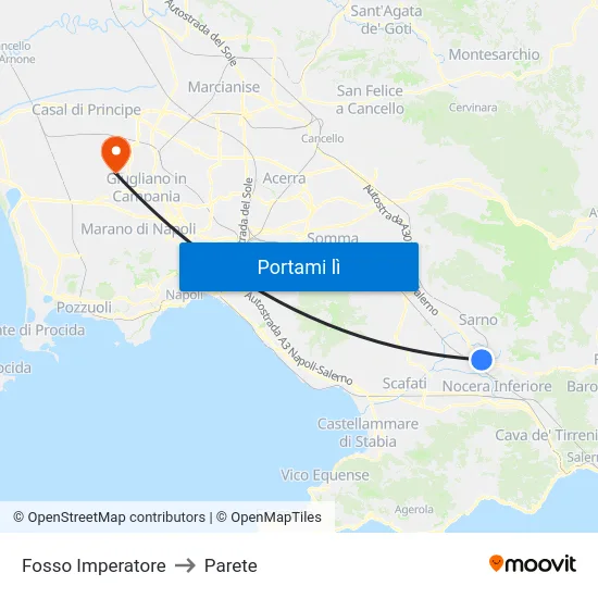 Fosso Imperatore to Parete map